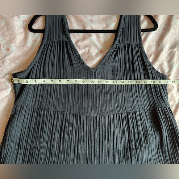 QUINCE Tiered Maxi Dress Organic Gauze Cotton Large Grey/ Indigo Blue - Picture 5 of 9